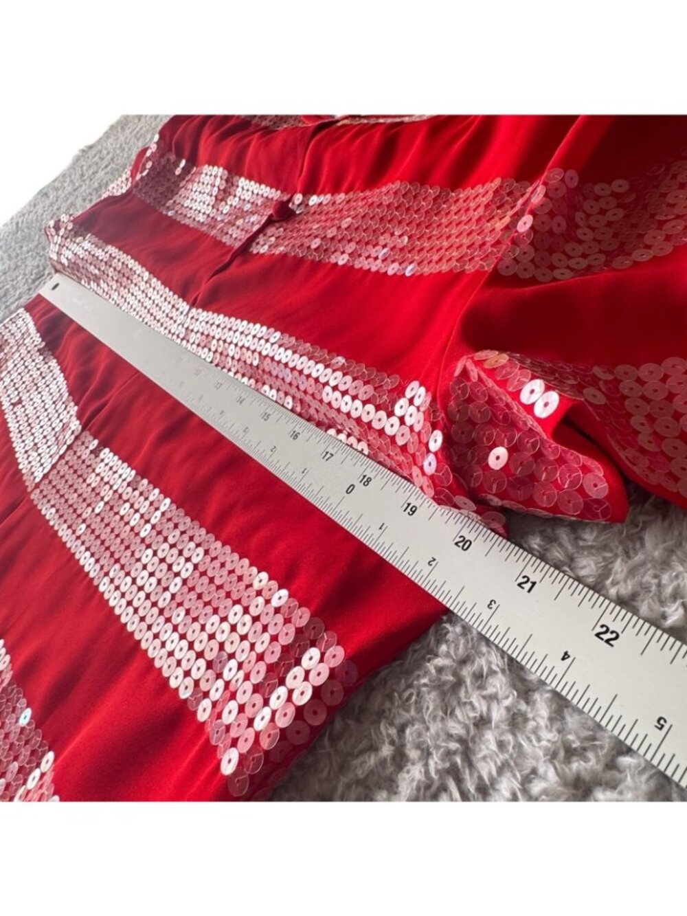 Red Sequin Women's Dress Sz 14 Petite Liz Claiborne Holiday Short Sleeve Sheath - Picture 11 of 16